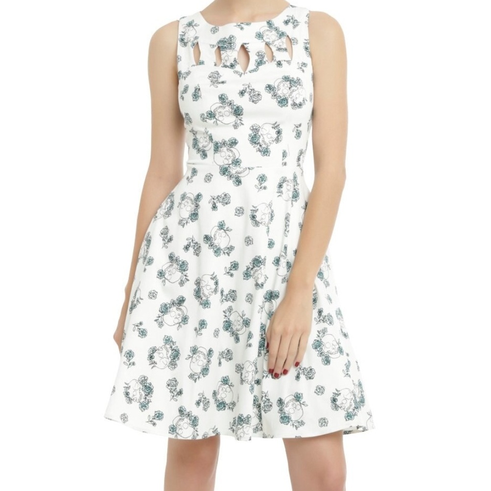 Hot Topic Cutout Swing Dress Skull Print SZ L NWT